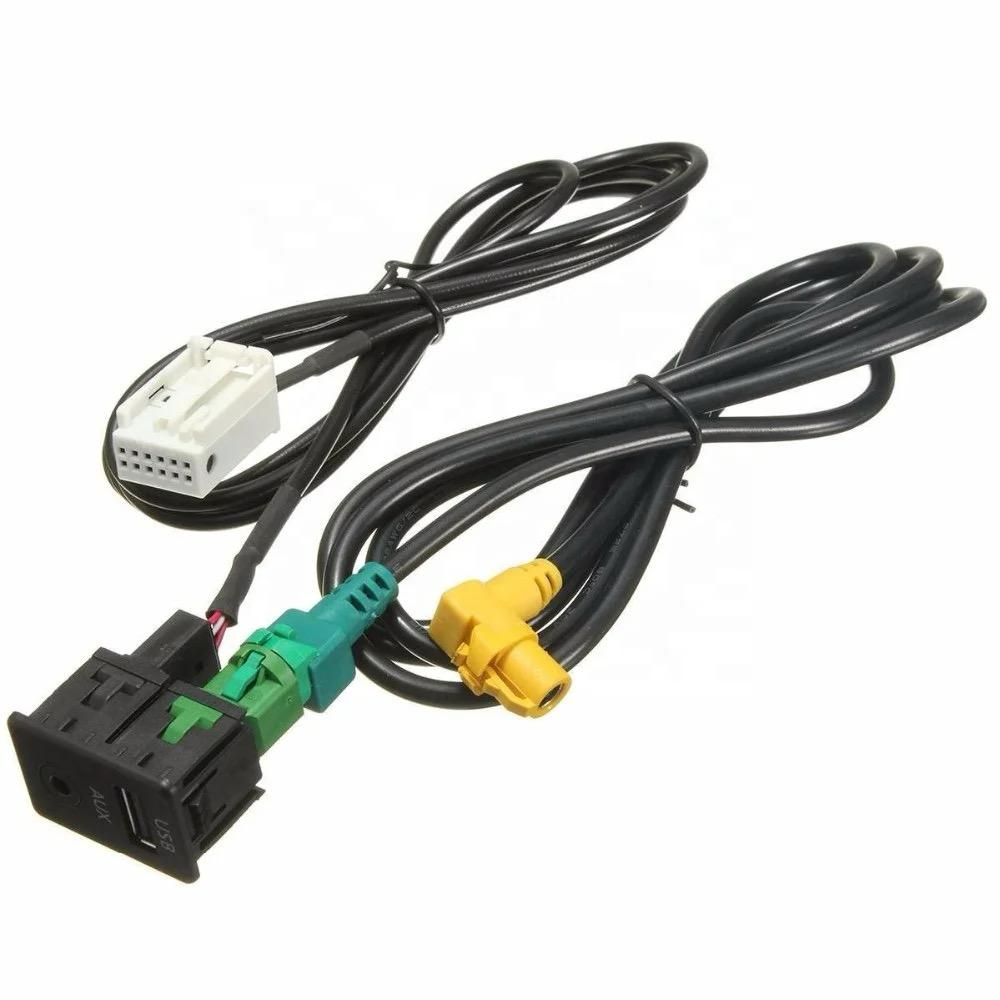 Cablu adaptor audio USB AUX IN 12 / 4 pini VW RCD 510 / 310 / 300 / 315 compatibil cu Volkswagen, negru [1]