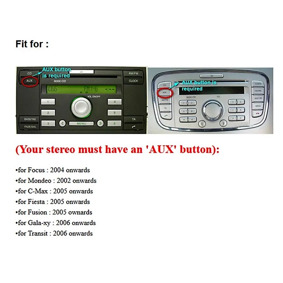 Modul Adaptor Bluetooth stereo 5.0  cu microfon Handsfree pentru muzica MP3, apeluri telefonice Ford Focus Mondeo C-Max Fiesta Fusion Gala-xy Transit 12 V DC Negru 12 pini [4]