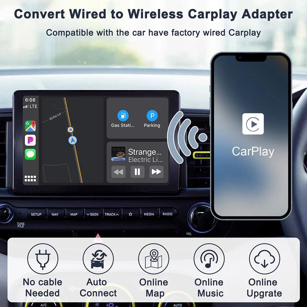 Modul Adaptor CarPlay Wireless – USB, USB-C, Compatibil iPhone și Mașini cu CarPlay cu Fir [3]