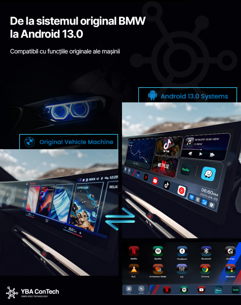 Modul Android box versiune 13.0 pentru BMW pentru redare video, youtube, netflix  Carplay, Android Auto TV [7]