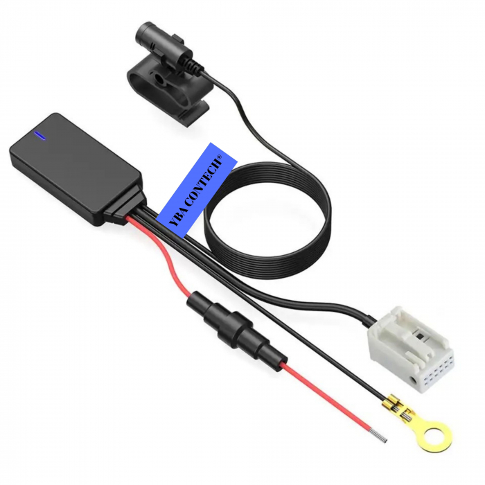 Modul Bluetooth 5.0 pentru muzica si apeluri , compatibil Mercedes-Benz, mufă 12 pini, AUX IN activ, Negru, 12V DC [1]