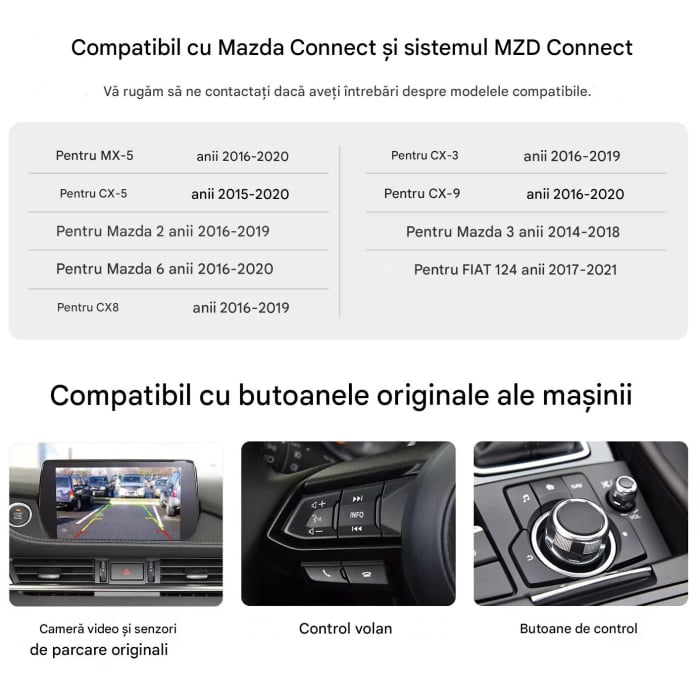 Modul CarPlay / Adroid auto Wireless  compatibil cu Mazda 2, 3, 6, MX-5, CX-3, CX-5, CX-8 și CX-9, plug and play Type C / USB [3]