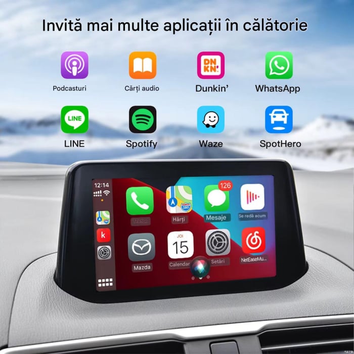 Modul CarPlay / Adroid auto Wireless  compatibil cu Mazda 2, 3, 6, MX-5, CX-3, CX-5, CX-8 și CX-9, plug and play Type C / USB [2]
