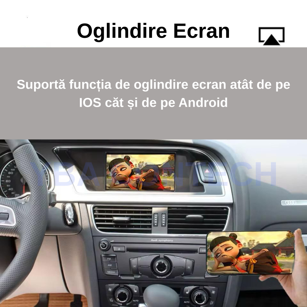 Modul CarPlay Android Auto Audi A4 A5 Q5 (2009–2018) | Compatibil Concert & Symphony | Wireless, Screen Mirroring, Plug & Play [3]