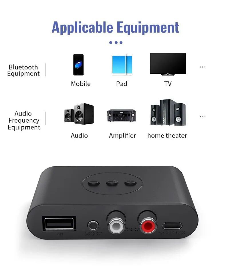 Receptor Bluetooth 5.2 pentru muzica BLS-B21  NFC RCA USB 3.5mm Auto 5V DC  Negru [6]