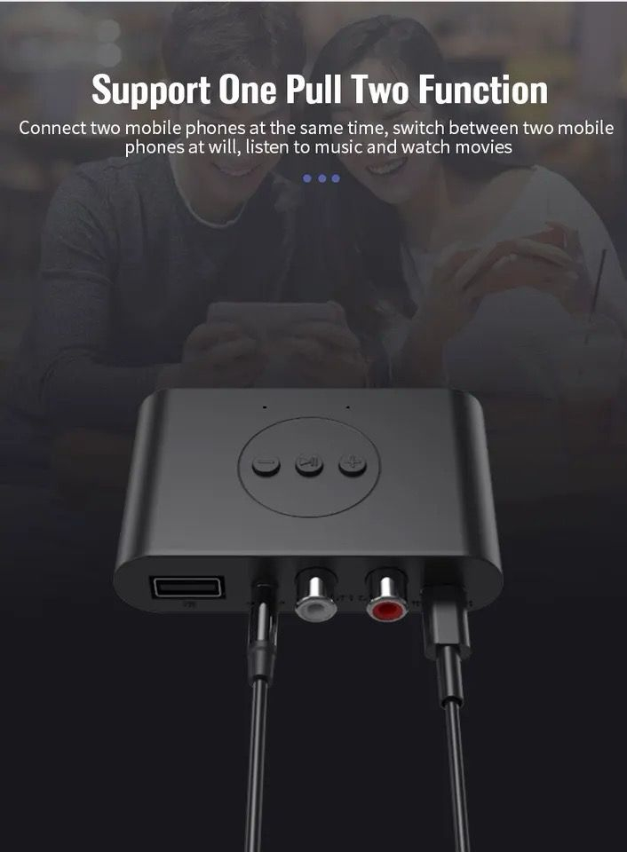 Receptor Bluetooth 5.2 pentru muzica BLS-B21  NFC RCA USB 3.5mm Auto 5V DC  Negru [5]