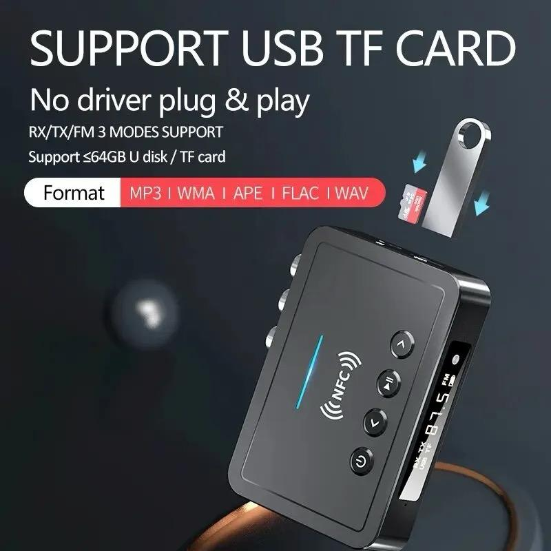 Adaptor Bluetooth 5.0 NFC multifuncțional cu microfon, transmisie FM și convertor audio optic – model M6 [7]