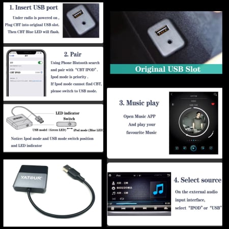 Adaptor Bluetooth USB Yatour CBT pentru Lexus Toyota (2009–2016) [4]