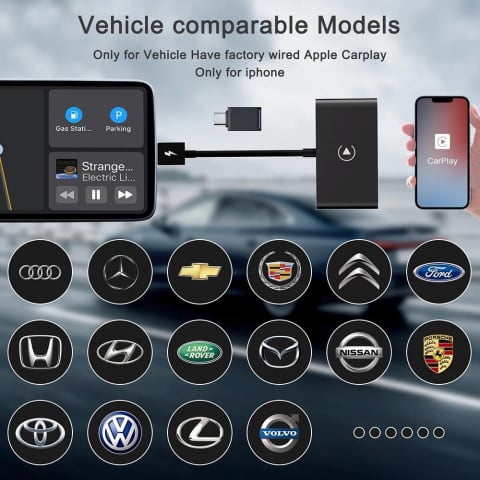 Modul Adaptor CarPlay Wireless – USB, USB-C, Compatibil iPhone și Mașini cu CarPlay cu Fir [3]