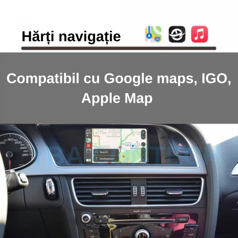 Modul CarPlay Android Auto Audi A4 A5 Q5 (2009–2018) | Compatibil Concert & Symphony | Wireless, Screen Mirroring, Plug & Play [1]