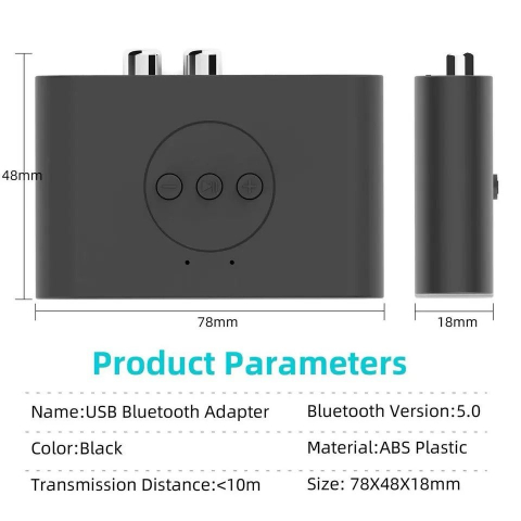Receptor Bluetooth 5.2 pentru muzica BLS-B21  NFC RCA USB 3.5mm Auto 5V DC  Negru [2]