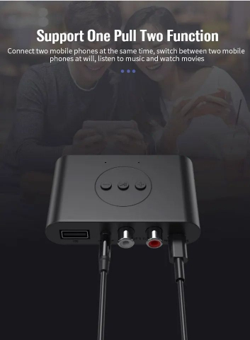 Receptor Bluetooth 5.2 pentru muzica BLS-B21  NFC RCA USB 3.5mm Auto 5V DC  Negru [4]