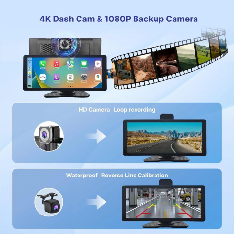 Tableta carplay andoid auto 10,26 inchi cu camera trafic  si camera mansarier compatibila cu IOS si android [2]