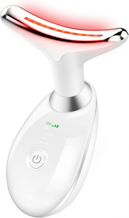 Aparat de masaj pentru față și gât — Lifting, vibrații, încălzire și lumină LED 7 culori [8]