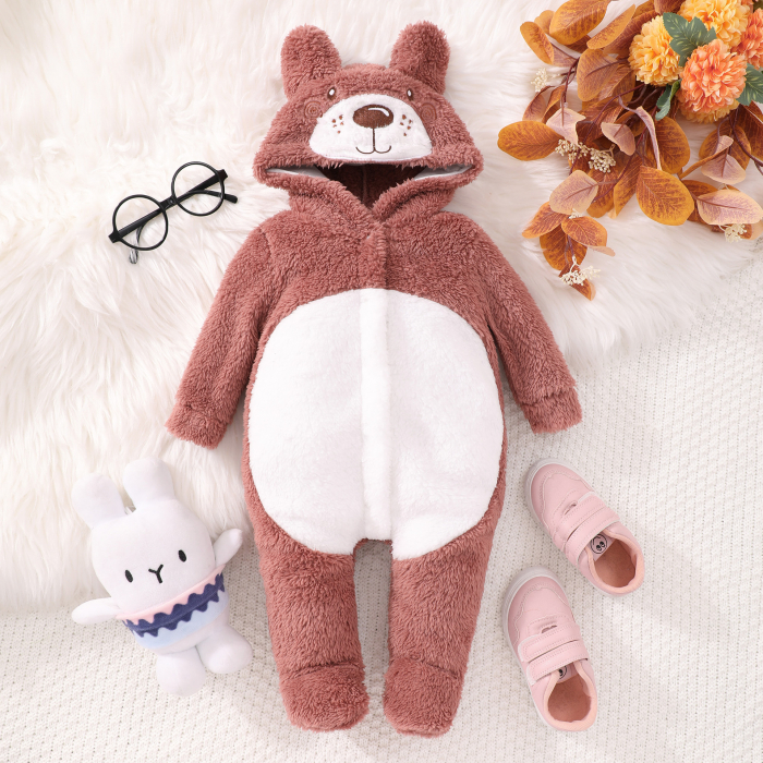 Costum salopeta bebelus, forma urs maro, plus, 63 cm, 9 - 12 luni [1]