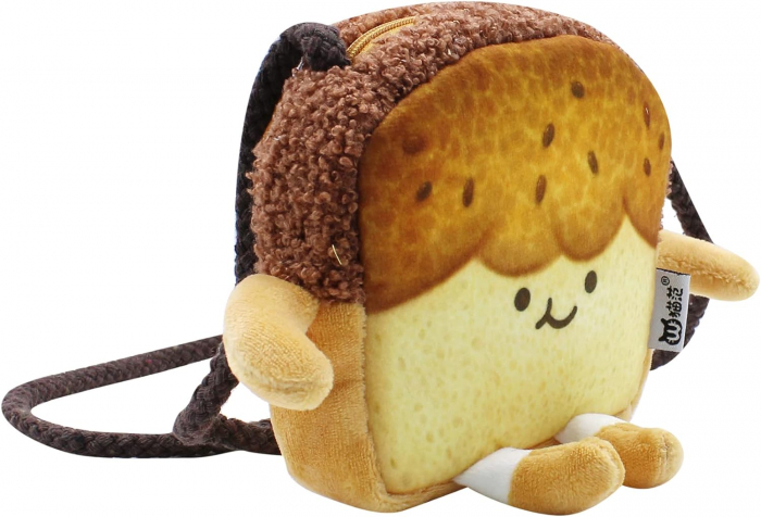 Geanta din plus, de umar, forma toast fericit, 14 x 14 cm, crem [6]