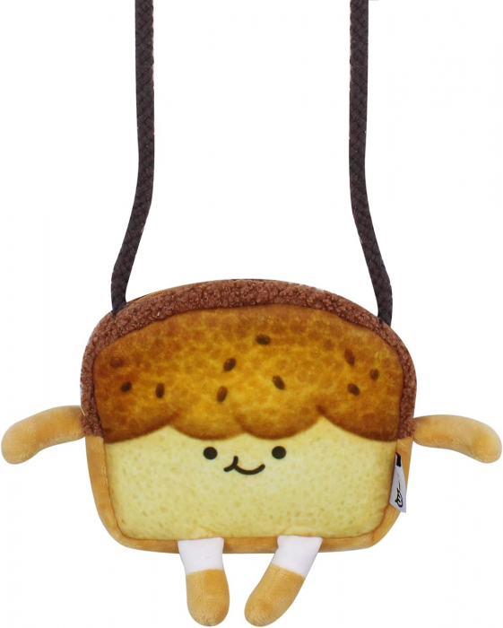 Geanta din plus, de umar, forma toast fericit, 14 x 14 cm, crem [3]