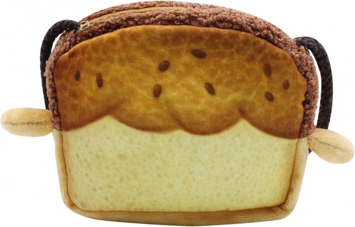 Geanta din plus, de umar, forma toast fericit, 14 x 14 cm, crem [4]