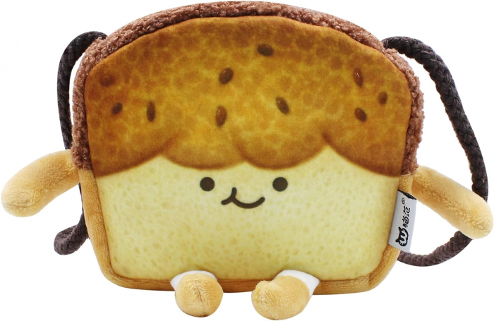 Geanta din plus, de umar, forma toast fericit, 14 x 14 cm, crem [8]