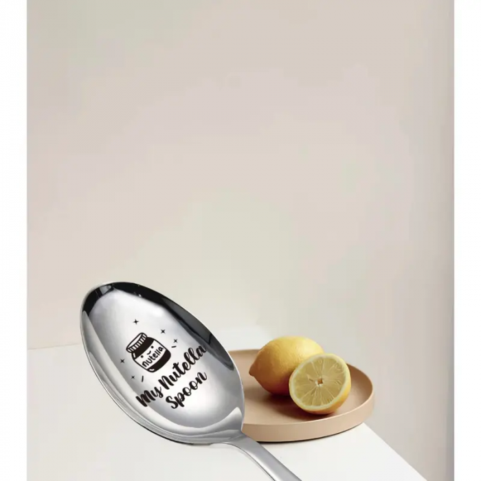 Lingura gravata cu inscriptie Nutella, pentru desert, material inox [7]