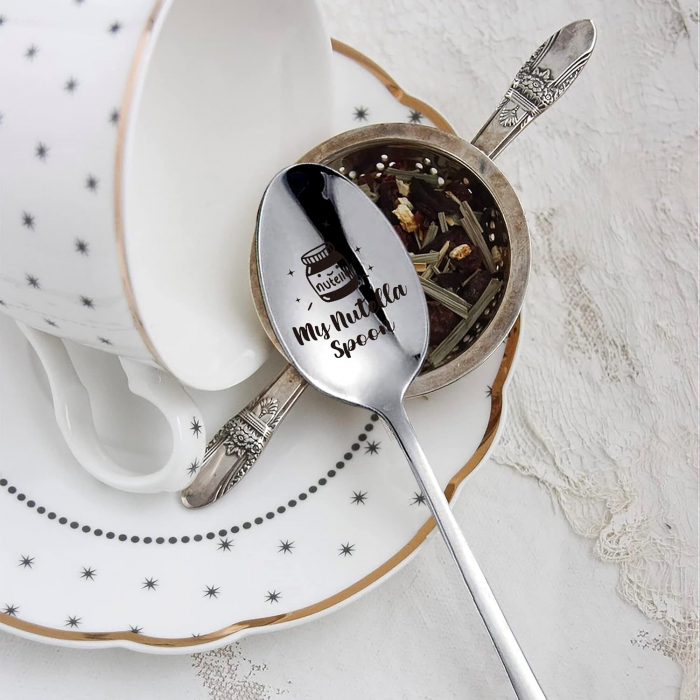 Lingura gravata cu inscriptie Nutella, pentru desert, material inox [3]