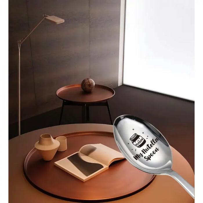 Lingura gravata cu inscriptie Nutella, pentru desert, material inox [5]
