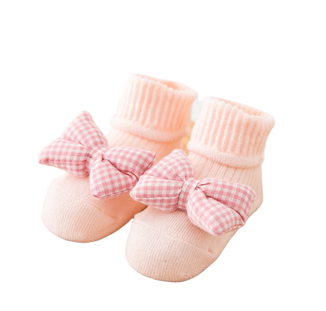 Sosete pentru copii, antiderapante, model cu fundita, culoare roz deschis, marime 1 - 2 ani, anti-alunecare [1]