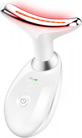 Aparat de masaj pentru față și gât — Lifting, vibrații, încălzire și lumină LED 7 culori [7]