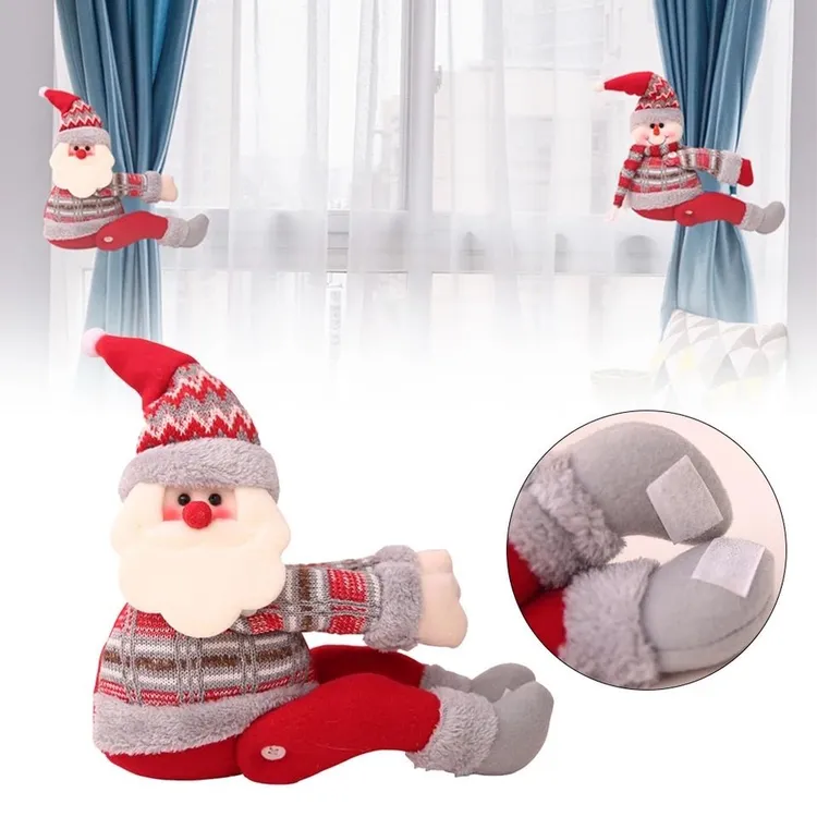 Figurine si Decoratiuni - Decoratiune prindere perdea, de Craciun, textil, cu arici, 46 x 14 cm
