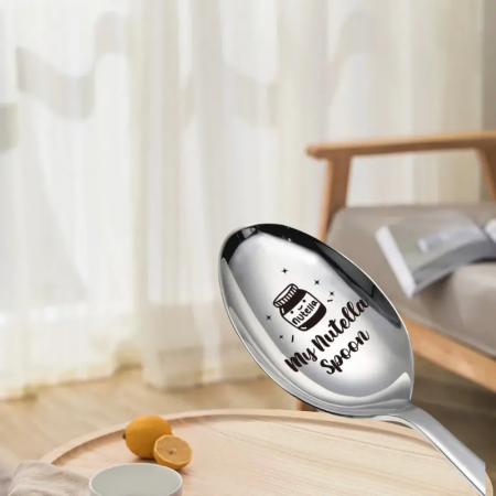 Lingura gravata cu inscriptie Nutella, pentru desert, material inox [5]