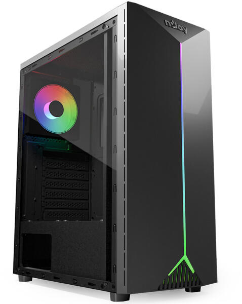 Carcasa nJoy Anil, RGB, Middle Tower, ATX, fara sursa, Black [2]