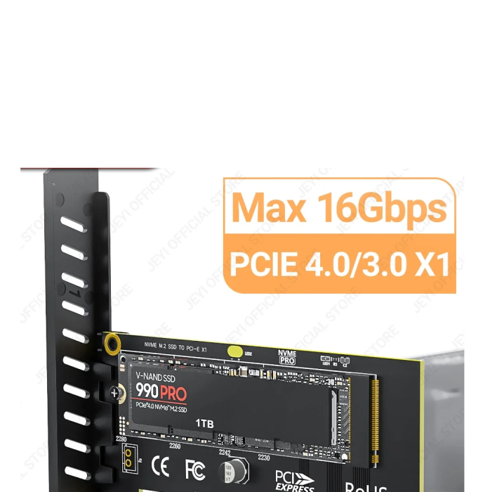 Placă adaptor JEYI M.2 NVME SSD la PCIe 4.0 x1, placă de expansiune 2280 SSD PCIE X1 pentru PC desktop, PCI-E GEN4 16Gbps viteză completă SK1 [6]