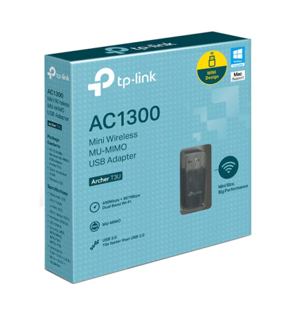 Retelistica - Adaptor USB Wireless TP-LINK Archer T3U AC1300, Dual-Band 400 + 867 Mbps, negru