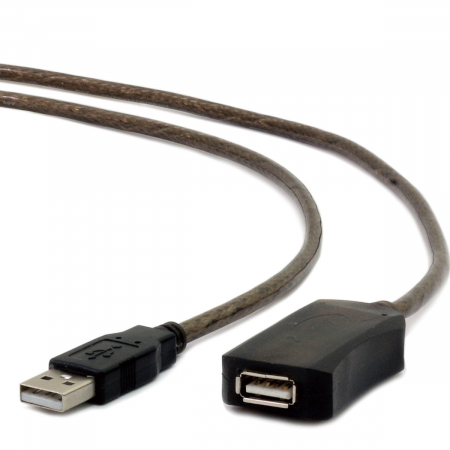Accesorii - Cablu prelungitor activ USB 2.0, lungime 10 m, Cablexpert, conectori USB A tata la USB A mama, negru