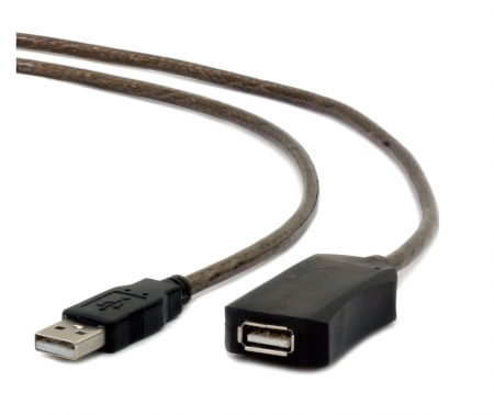 Accesorii - Cablu prelungitor activ USB 2.0, lungime 5 m, Cablexpert, conectori USB A tata la USB A mama, negru