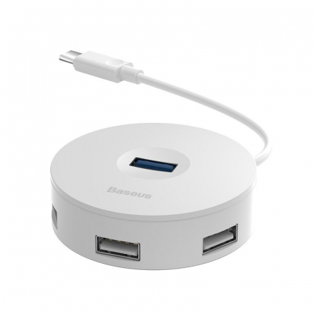 Docking Station / Hub-uri - Cablu USB-C Baseus 4in1 Hub 15cm Alb
