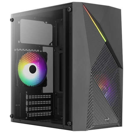 Carcasa Aerocool Raider Mini RGB, fara sursa, microATX, neagra Carcase - Carcasa Aerocool Raider Mini RGB, fara sursa, microATX, neagra