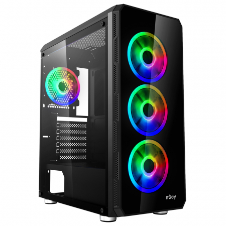 Carcasa nJoy Arena, Middle Tower, ATX, fara sursa, Black Carcase - Carcasa nJoy Arena, Middle Tower, ATX, fara sursa, Black