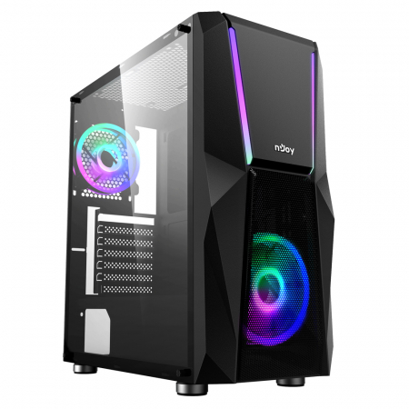 Carcase - Carcasa nJoy Fort, Middle Tower, ATX, fara sursa, Black