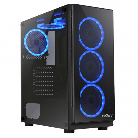 Carcasa nJoy Zollux, Middle Tower, ATX, fara sursa, Black Carcase - Carcasa nJoy Zollux, Middle Tower, ATX, fara sursa, Black