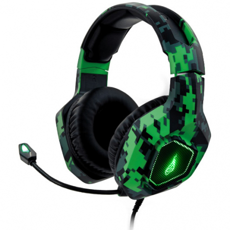 Accesorii IT - Casti gaming SureFire Skirmish, iluminare verde, USB&jack3.5mm, Camo green