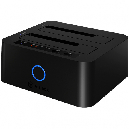 Docking Station - Docking Station Dual ICY BOX IB-123CL-U3, USB 3.0, compatibil 2.5/3.5 inch SATA HDD/SSD, Functie de clonare, Negru