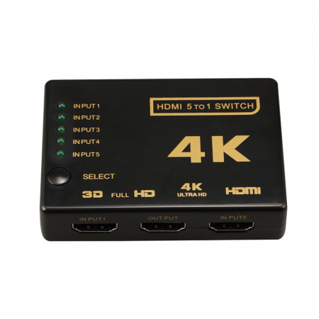 Docking Station / Hub-uri - Splitter HDMI, switch 5x1 porturi, 4K ,1080p, telecomanda, negru, HOPE R