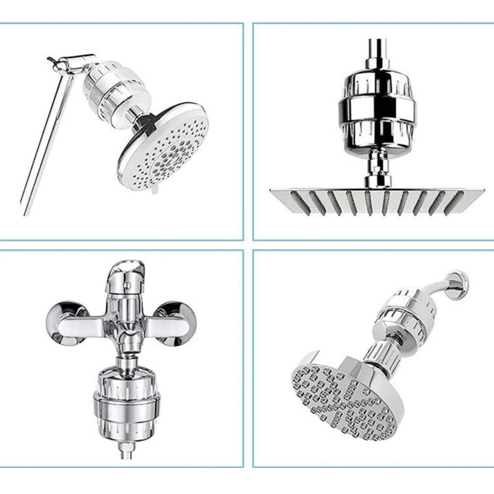 Filtru de apa pentru dus cu 15 stagii de filtrare si KDF elimina clorul metalele grele mirosurile neplacute calmeaza pielea sensibila [3]