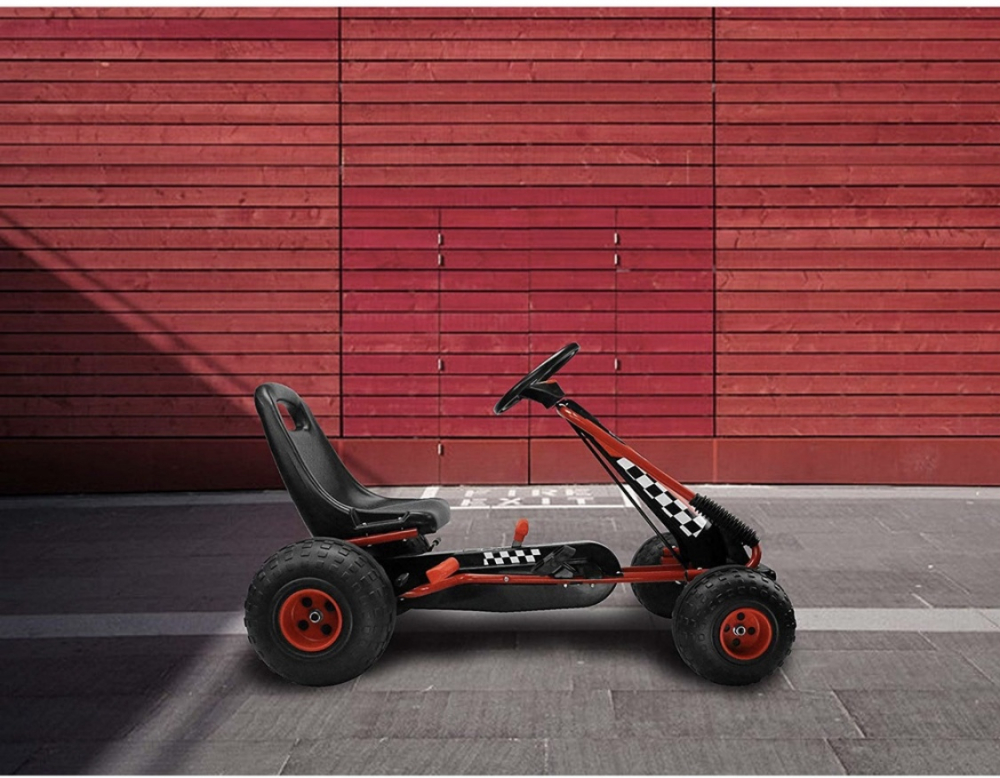 Kart cu pedale pentru copii Racer Air ,cu volan si scaun reglabil, Negru-Rosu [8]