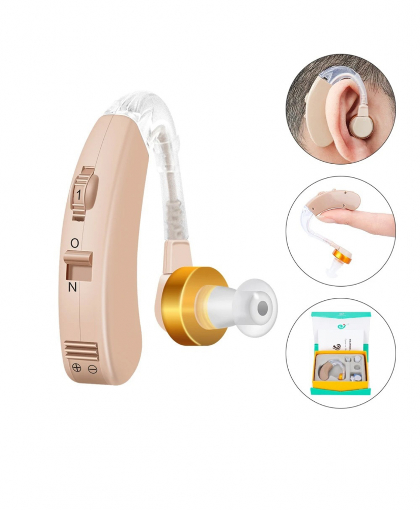 Aparat Auditiv ALG™,Premium , cu Bateriir, Autonomie mare, 130 dB, Amplificator de Sunet, 3 Accesorii, pentru Adulti,Bej [1]