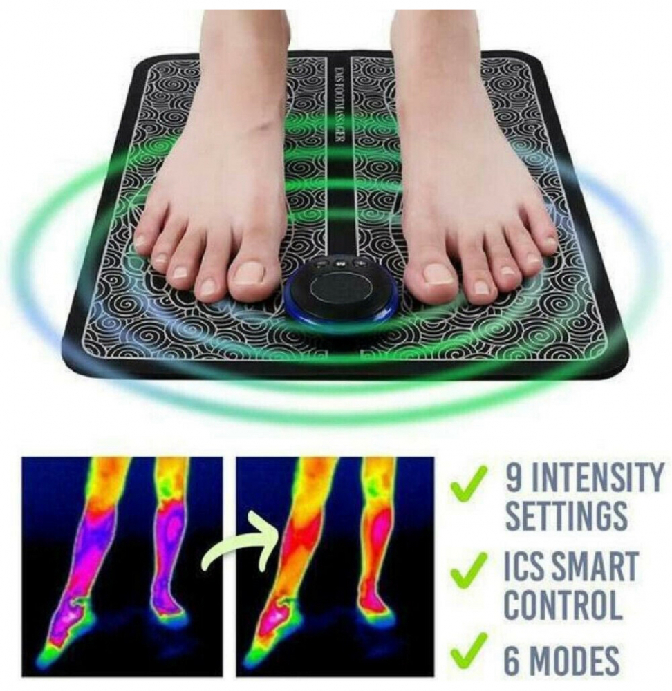 Aparat Masaj Picioare ALG™, Incarcare USB, Electrostimulare,Imbunatatirea Circulatiei, Negru/Alb, 19 niveluri de intensitate [5]