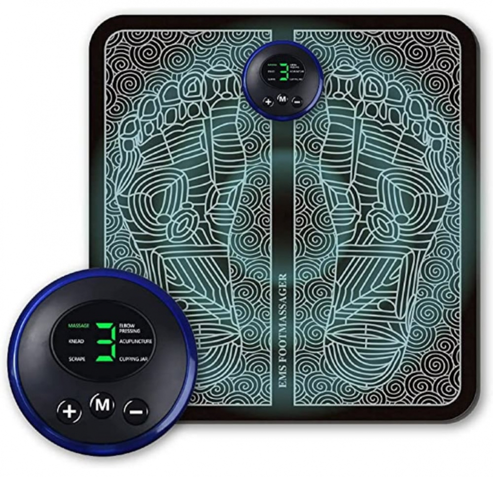 Aparat Masaj Picioare ALG™, Incarcare USB, Electrostimulare,Imbunatatirea Circulatiei, Negru/Alb, 19 niveluri de intensitate [1]