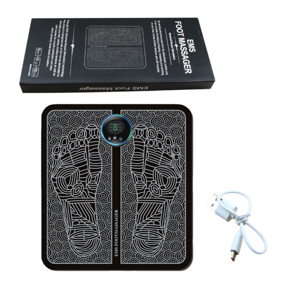 Aparat Masaj Picioare ALG™, Incarcare USB, Electrostimulare,Imbunatatirea Circulatiei, Negru/Alb, 19 niveluri de intensitate [2]