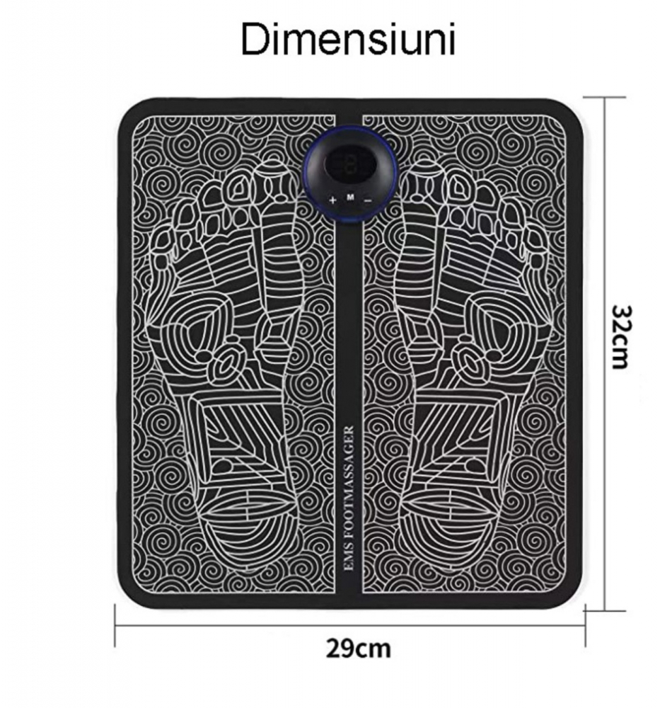 Aparat Masaj Picioare ALG™, Incarcare USB, Electrostimulare,Imbunatatirea Circulatiei, Negru/Alb, 19 niveluri de intensitate [14]
